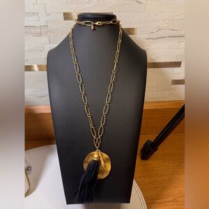 Stella‎ & Dot Carla Tassel Gold and Black Pendant Necklace